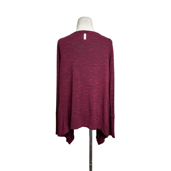 Gypsy 05 heathered red long sleeves asymmetrical v neck top size XS - Picture 2 of 9